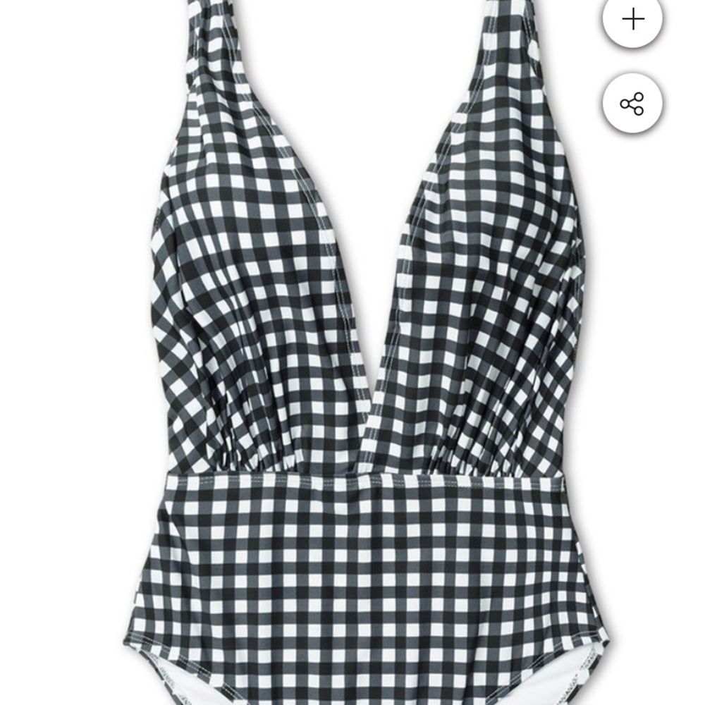 Sexy Plaid black and white one piece swimsuit, L